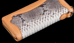 Handmade Leather Mens Chain Biker Wallet Cool Leather Wallet Long Clutch Wallets for Men