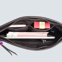 Genuine Leather Mens Clutch Cool Slim Wallet Zipper Clutch Wristlet Wallet for Men