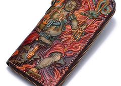 Handmade Leather Acalanatha Mens Chain Biker Wallet Cool Leather Wallet With Chain Wallets for Men