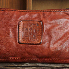 Genuine Leather Mens Cool Long Leather Wallet Cards Phone Zipper Clutch Wristlet Wallet for Men - imessengerbags