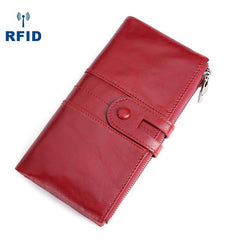RFID Cool Leather Brown Men's Bifold Long Wallet Multi Cards Black Long Wallet For Men - imessengerbags