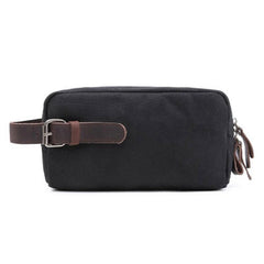 Cool Waxed Canvas Leather Mens Zipper Wristlet Bag Vintage Clutch Zipper Bag for Men - imessengerbags