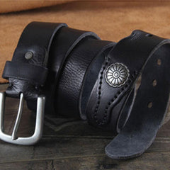 Genuine Leather Punk Rock Biker Trucker Mens Belt Men Black Coffee Belt for Men