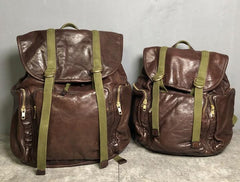 Genuine Leather Mens Cool Backpack Sling Bag Large Black Travel Bag Hiking Bag for men