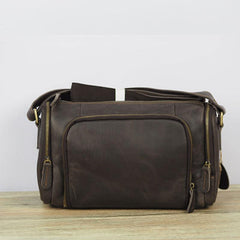 Cool Leather Small Mens Barrel Side Bag Bucket Shoulder Bag Messenger Bag for Men