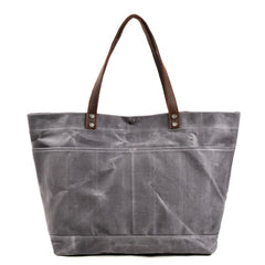 Waxed Canvas Leather Womens Mens Large Pink Tote Bag Shoulder Bag Black Tote Purse For Women - imessengerbags