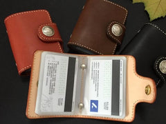 Handmade Leather Mens Cool Short Wallet Card Holder Small Card Slim Wallets for Men