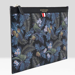 Handmade Leather Mens Clutch Parrots Cool Slim Wallet Zipper Clutch Wristlet Wallet for Men