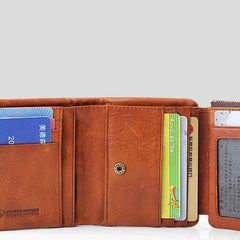 Handmade Mens Cool billfold Leather Wallet Men Small Wallets Trifold for Men - imessengerbags