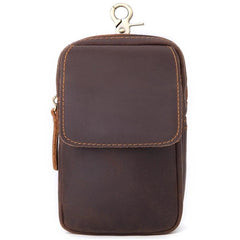 Cool Brown Leather Men's Cell Phone Holster Brown Belt Bag Belt Pouch For Men - imessengerbags
