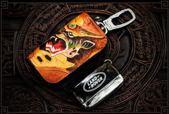 Handmade Leather Tooled Mens Cool Car Key Wallet Car Key Holder Car Key Case for Men - imessengerbags