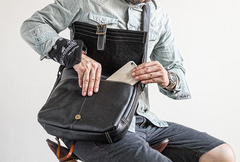 Genuine Leather Mens Cool Messenger Bag iPad Bag Chest Bag Bike Bag Cycling Bag for men - imessengerbags