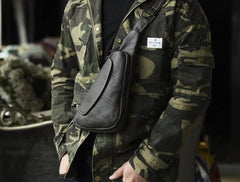 Genuine Leather Mens Cool Chest Bag Sling Bag Crossbody Bag Travel Bag Hiking Bag for men - imessengerbags