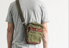 Canvas Leather Mens Cool Messenger Bag Sling Bag Chest Bag Bike Bag Cycling Bag for men - imessengerbags