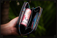 Handmade Leather Small Tooled Mens billfold Wallet Cool Chain Wallet Biker Wallet for Men - imessengerbags