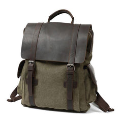 Mens Canvas Leather Backpack Canvas Travel Backpack Canvas School Backpacks for Men