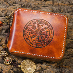 Handmade Leather Mens Chain Biker Wallet Cool Leather Wallet Small Wallets for Men - imessengerbags