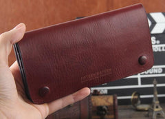 Handmade Genuine Leather Mens Cool Long Leather Wallet Bifold Clutch Wallet for Men - imessengerbags