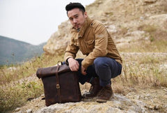 Handmade Leather Mens Cool Backpack Sling Bag Large Black Travel Bag Hiking Bag for men - imessengerbags