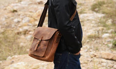 Handmade Leather Mens Cool Shoulder Bag Messenger Bag Chest Bag Bike Bag Cycling Bag for men - imessengerbags