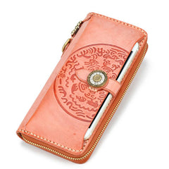 Handmade Leather Mens Chain Biker Wallet Cool Leather Wallet Long Phone Wallets for Men - imessengerbags