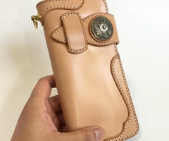 Handmade Leather Biker Wallet Mens Cool Chain Wallet Trucker Wallet with Chain