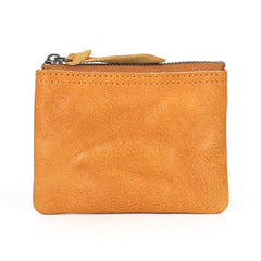 Leather Mens Zipper Front Pocket Wallet Small Wallet Card Wallet Change Wallet for Men