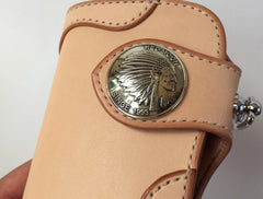 Handmade Leather Biker Wallet Mens Cool Chain Wallet Trucker Wallet with Chain