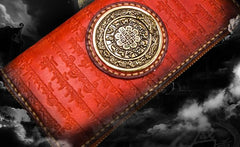 Handmade Leather Tibetan Mens Chain Biker Wallet Cool Leather Wallet Long Clutch Wallets for Men - imessengerbags