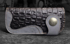 Handmade Leather Biker Wallet Mens Cool Chain Wallet Long Wallet Trucker Wallet with Chain