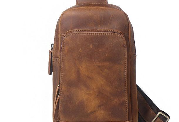 Cool Leather Chest Bag Sling Bag Crossbody Bag Travel Bag Sling Hiking Bag For Mens