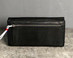 Handmade Genuine Leather Mens Clutch Cool Slim Wallet Zipper Clutch Wristlet Wallet for Men - imessengerbags