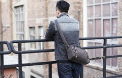 Handmade Leather Mens Cool Shoulder Bag Messenger Bag Chest Bag Bike Bag Cycling Bag for men - imessengerbags
