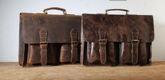 Genuine Leather Mens Cool Messenger Bag Briefcase Work Bag Laptop Bag for men