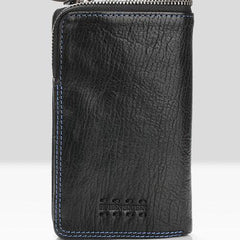 Handmade Mens Cool billfold Leather Wallet Men Small Zipper Wallets Bifold for Men - imessengerbags