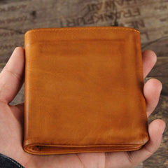 Handmade Genuine Leather Mens Cool Slim Leather Wallet Men Small Wallets Bifold for Men - imessengerbags