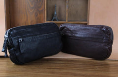 Handmade Genuine Leather Mens Cool Long Leather Wallet Zipper Clutch Wristlet Wallet for Men - imessengerbags