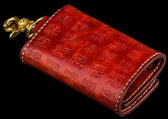 Handmade Leather Tooled Mens Cool Car Key Wallet Car Key Holder Car KeyChain for Men - imessengerbags