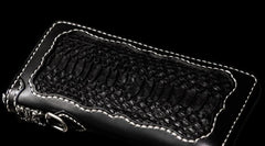 Handmade Leather Mens Chain Biker Wallet Cool Leather Wallet Long Clutch Wallets for Men - imessengerbags