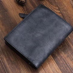 Handmade Mens Cool billfold Leather Wallet Men Small Zipper Wallets Bifold for Men - imessengerbags