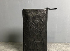 Genuine Leather Mens Cool Long Leather Wallet Zipper Clutch Wristlet Wallet for Men - imessengerbags