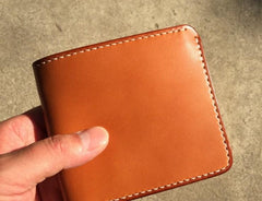 Handmade Leather Mens Cool billfold Leather Wallet Men Small Wallets Bifold for Men - imessengerbags