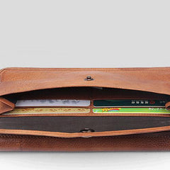 Handmade Leather Mens Cool Long Leather Wallet Bifold Clutch Wallet for Men - imessengerbags