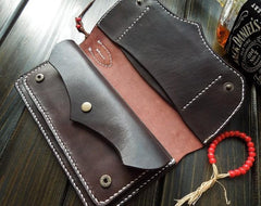 Handmade Leather Mens Clutch Wallet Cool Wallet Long Wallets Biker Chain Wallet for Men