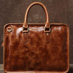 Handmade Leather Mens Cool Messenger Bag Briefcase Work Bag Business Bag Laptop Bag for men