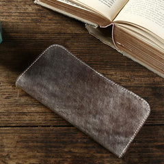 Handmade Mens Brown Leather Long Wallet Bifold Long Wallet Brown Card Wallet For Men - imessengerbags