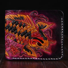 Handmade Leather Carp Mens billfold Wallet Cool Leather Wallet Slim Wallet for Men - imessengerbags