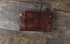 Handmade Leather Mens Cool Long Leather Wallet Bifold Clutch Wallet for Men - imessengerbags
