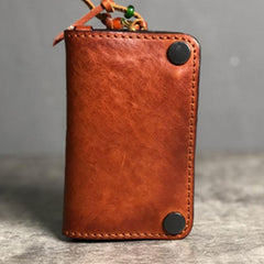 Handamde Genuine Leather Mens Cool Key Wallet Card Slim Wallet Key Holder Car Key Case for Men - imessengerbags