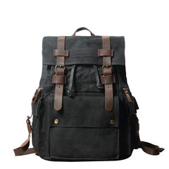 Cool Canvas Mens Vintage Large Black Backpack Computer Khaki Backpack Travel Backpack Hiking Backpackfor Men - imessengerbags